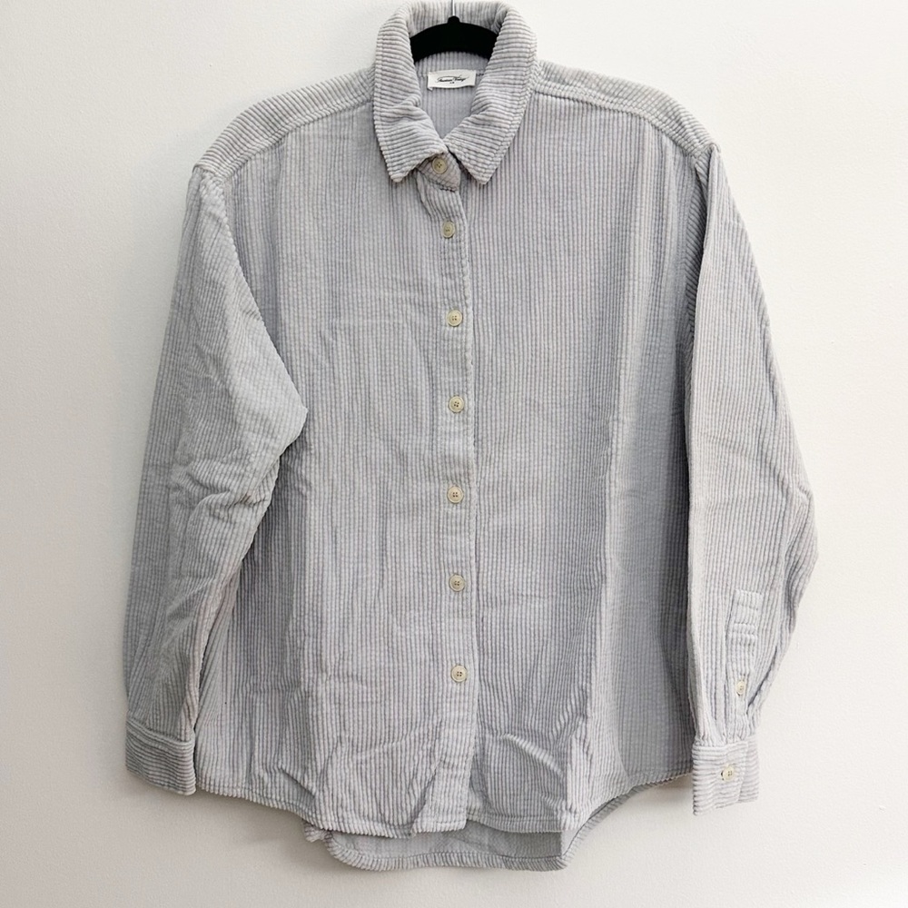 NWT American Vintage‎ Women’s Shirt Padow button down Corderoy silver vintage